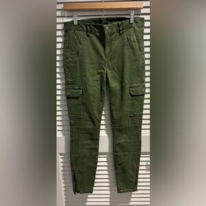 Loft Skinny Cargo Jeans Womens 0/25 Green Denim Zipper Ankles